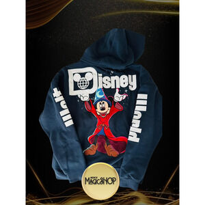2025 WDW Sorcerer Mickey Navy Zip Hoodie Sweatshirt Adult Medium